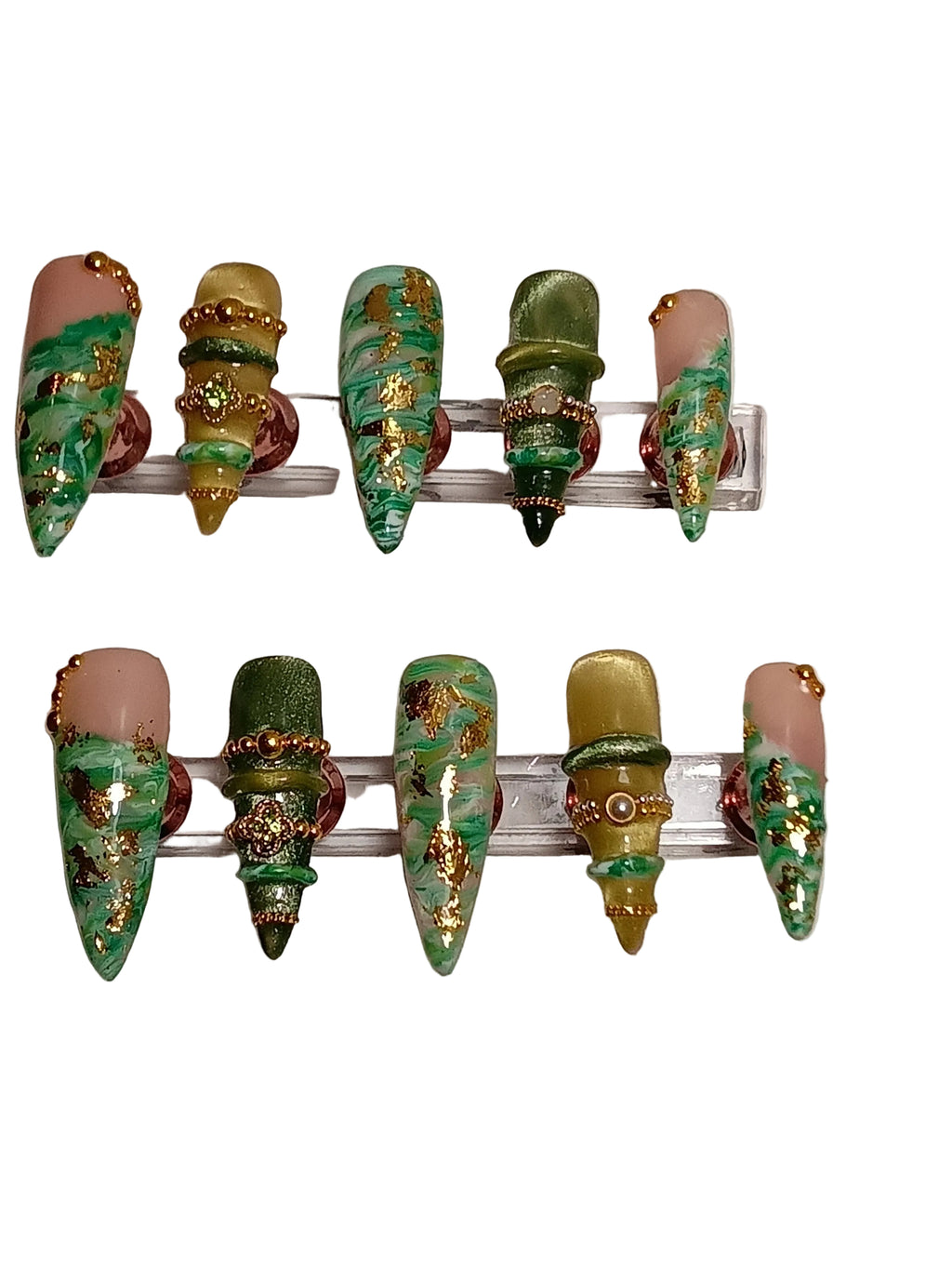 Luxury Stiletto Jade Bangle Press On Nail set
