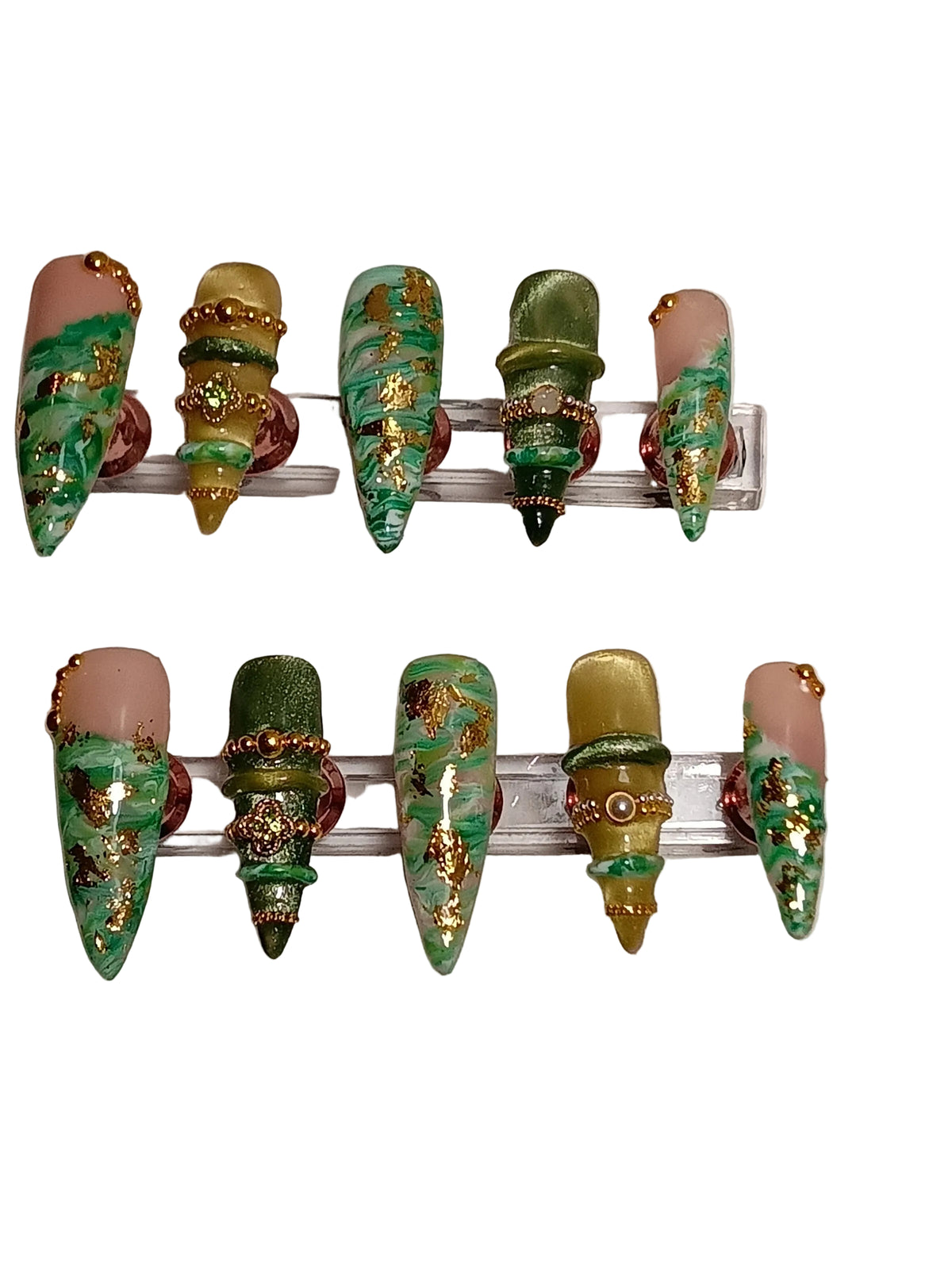 Luxury Stiletto Jade Bangle Press On Nail set