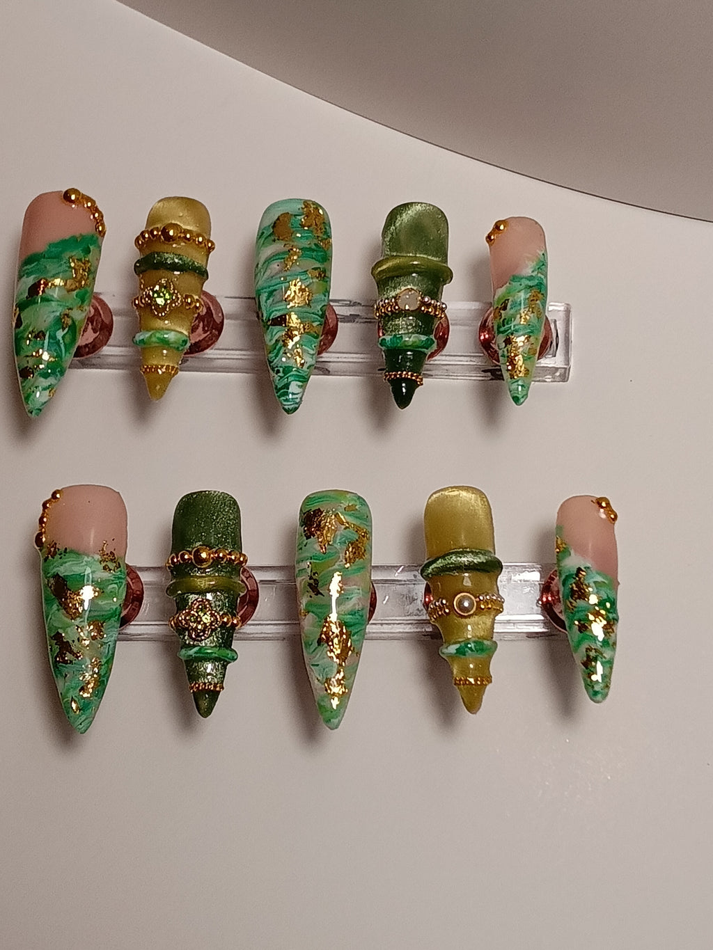 Luxury Stiletto Jade Bangle Press On Nail set