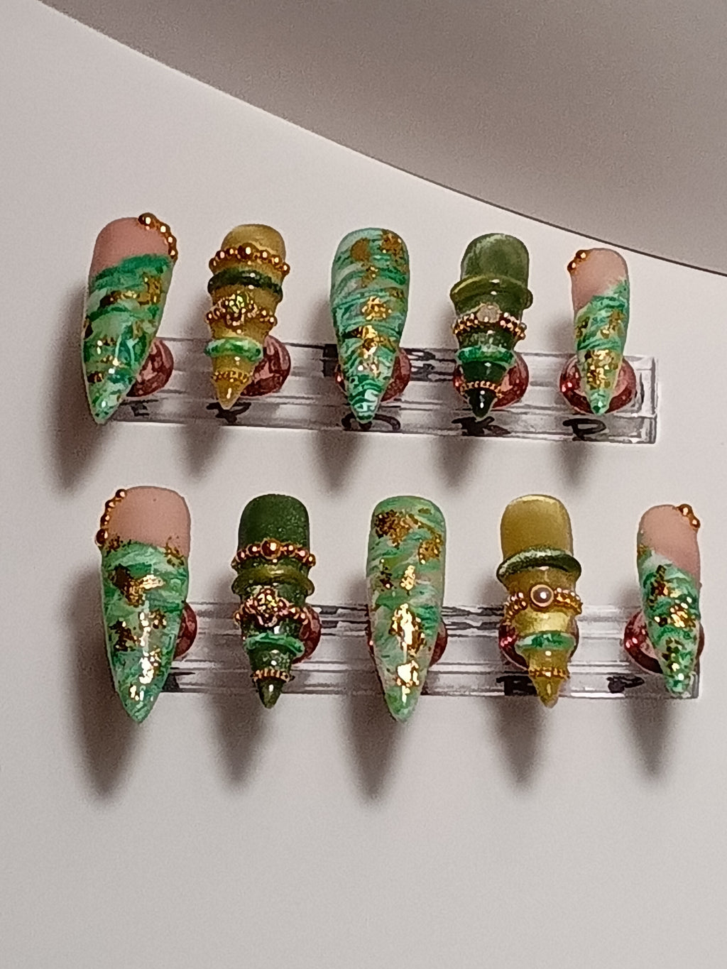 Luxury Stiletto Jade Bangle Press On Nail set