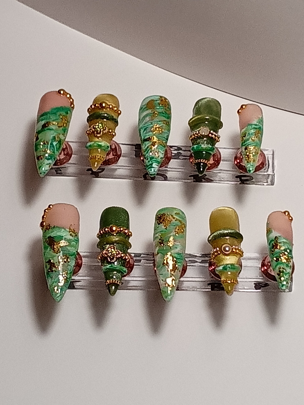 Luxury Stiletto Jade Bangle Press On Nail set