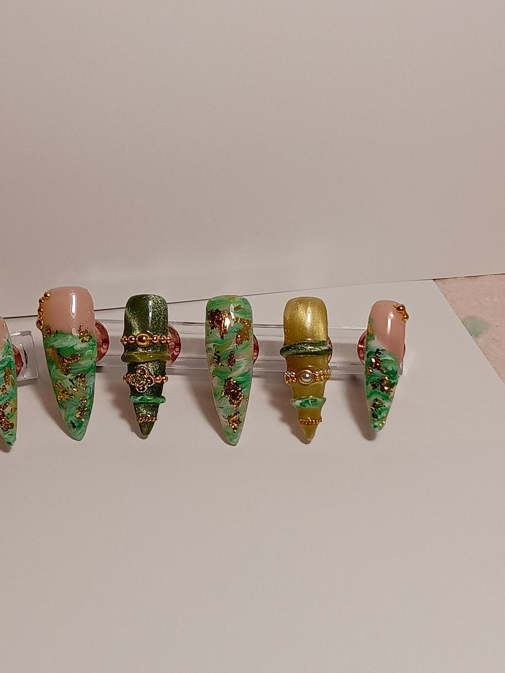 Luxury Stiletto Jade Bangle Press On Nail set