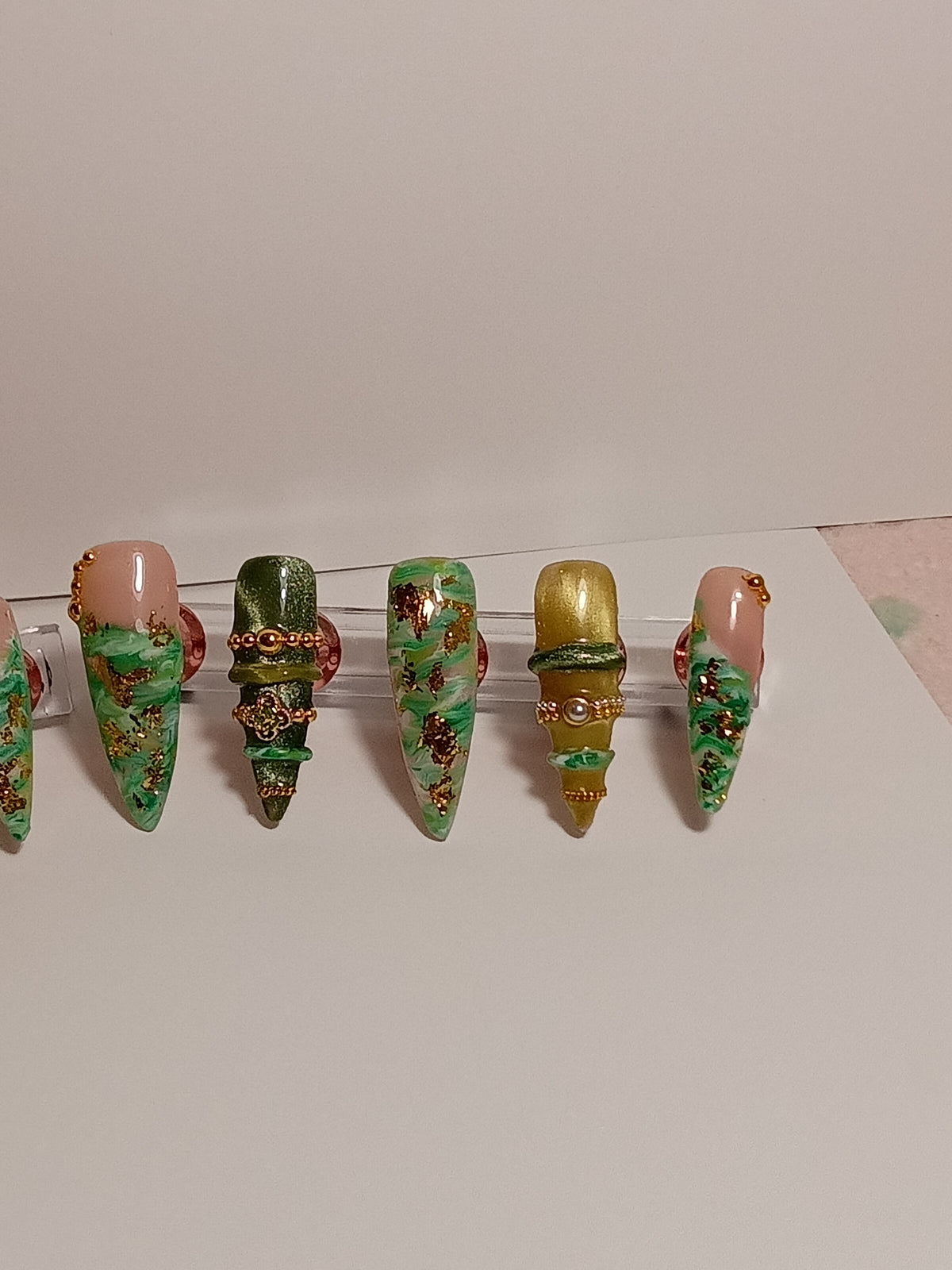 Luxury Stiletto Jade Bangle Press On Nail set