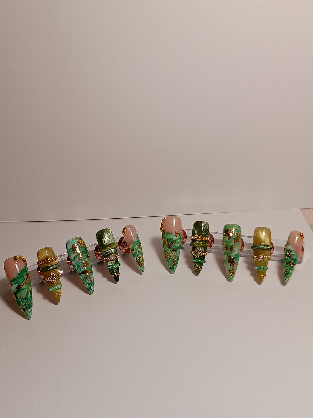 Luxury Stiletto Jade Bangle Press On Nail set