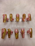 Luxury Green Cateye Coffin freestyle Press On nail set