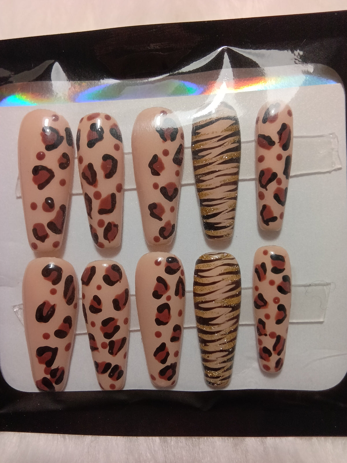 Luxury Nude Cheetah Print Press On nail set
