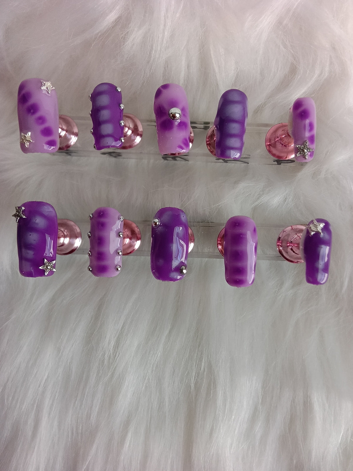 Lilac and Purple Dreams Handcrafted Press On nail set