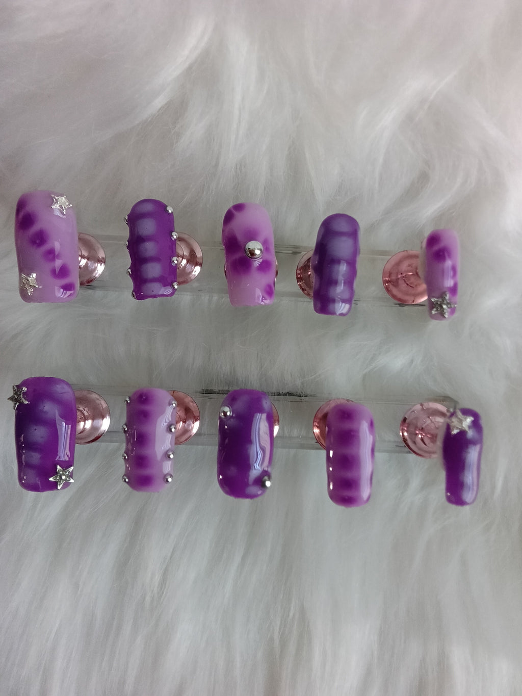 Lilac and Purple Dreams Handcrafted Press On nail set