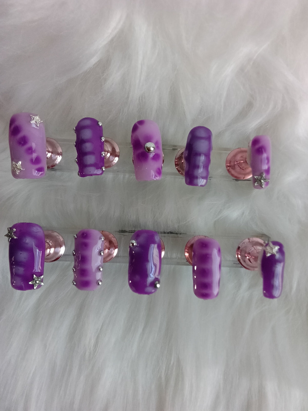 Lilac and Purple Dreams Handcrafted Press On nail set