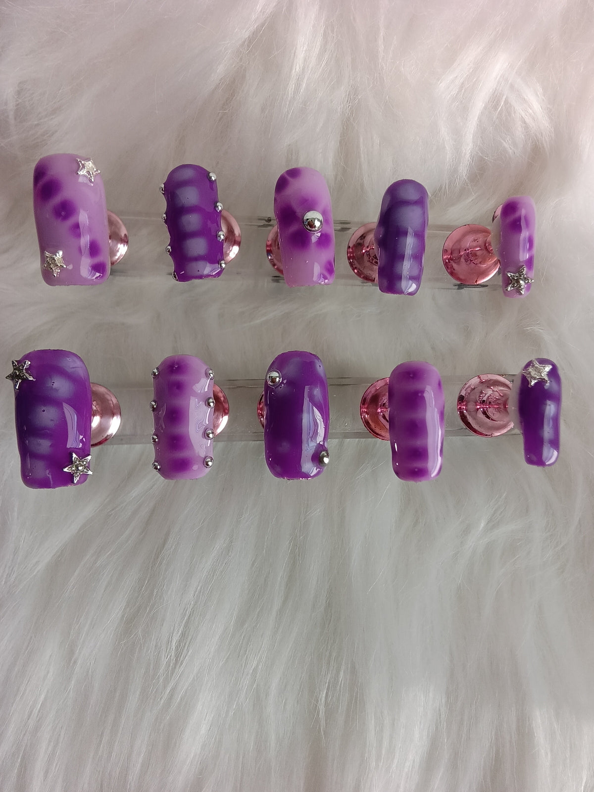 Lilac and Purple Dreams Handcrafted Press On nail set