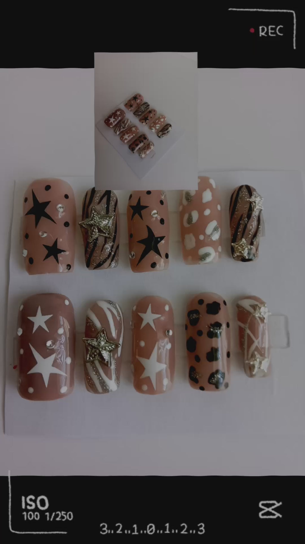 Starry Nude Medium Square Press On stars nail set
