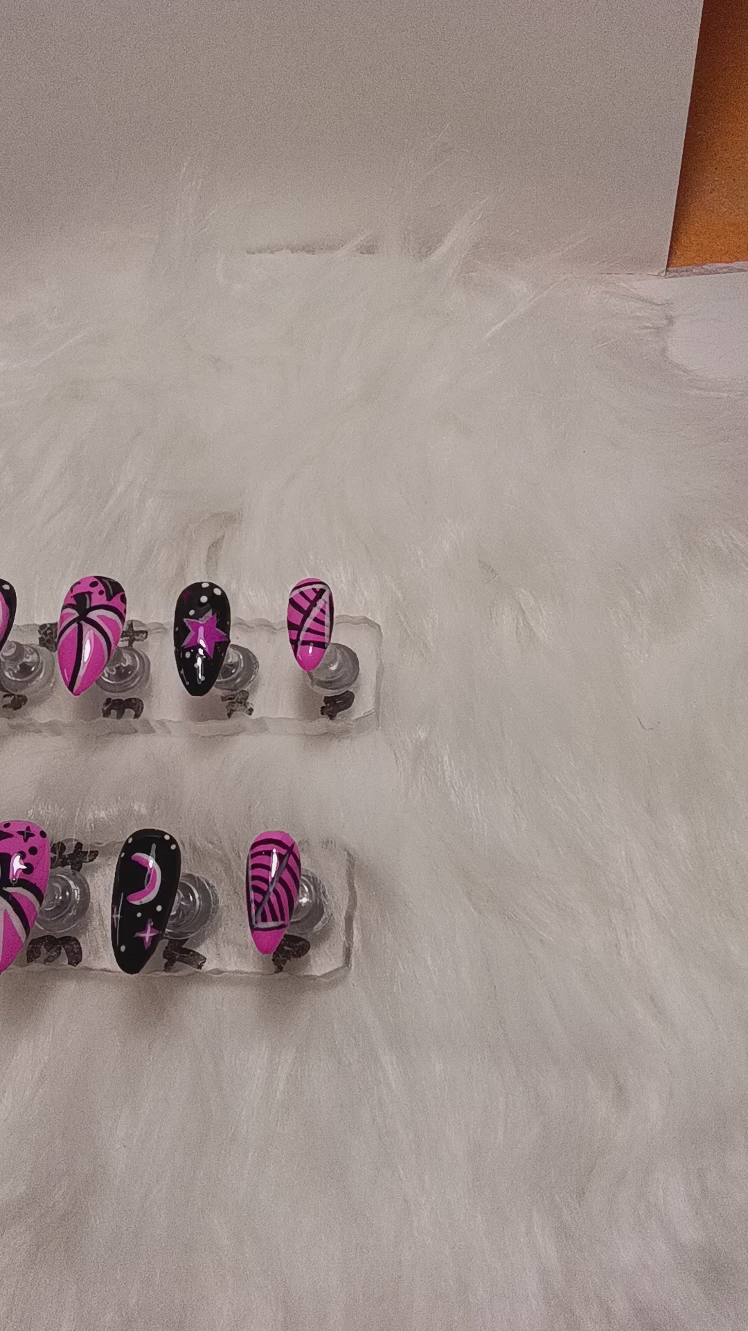 Cutsie Pink and Black Halloween Press On set