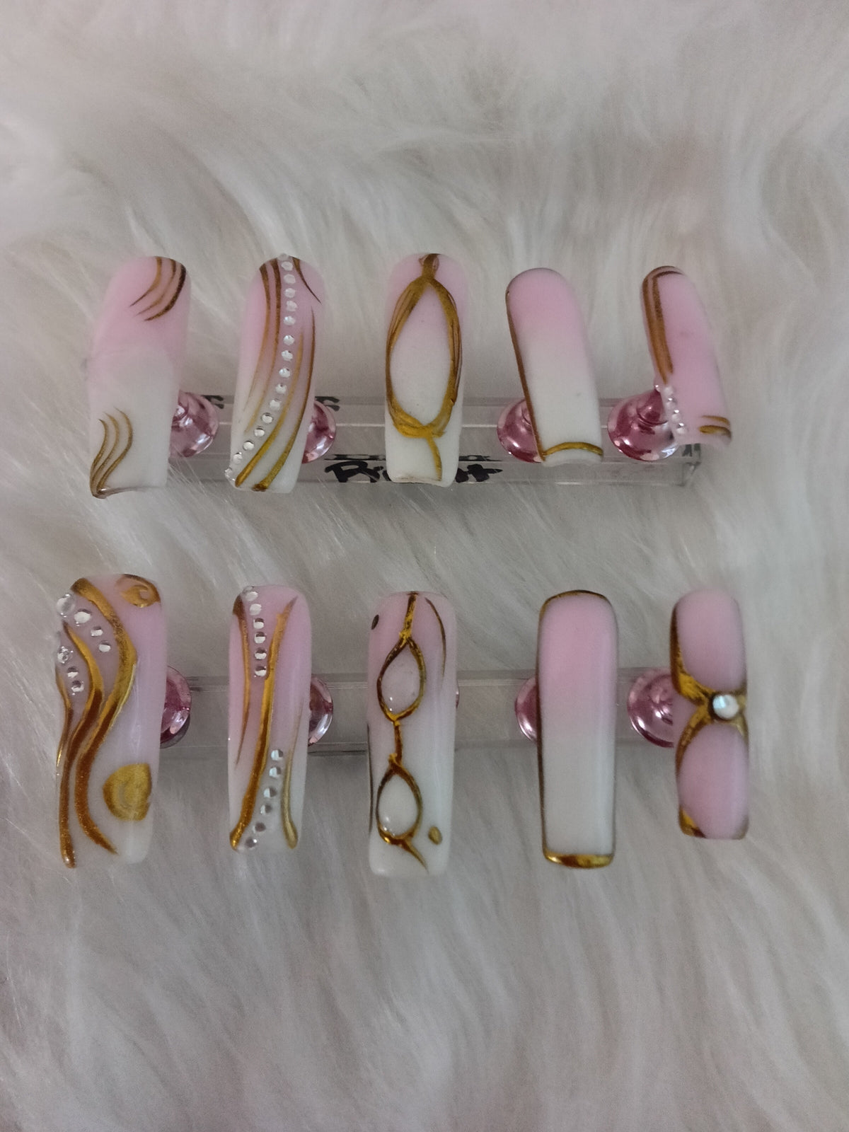 Pink and White Ombre Press On nail set
