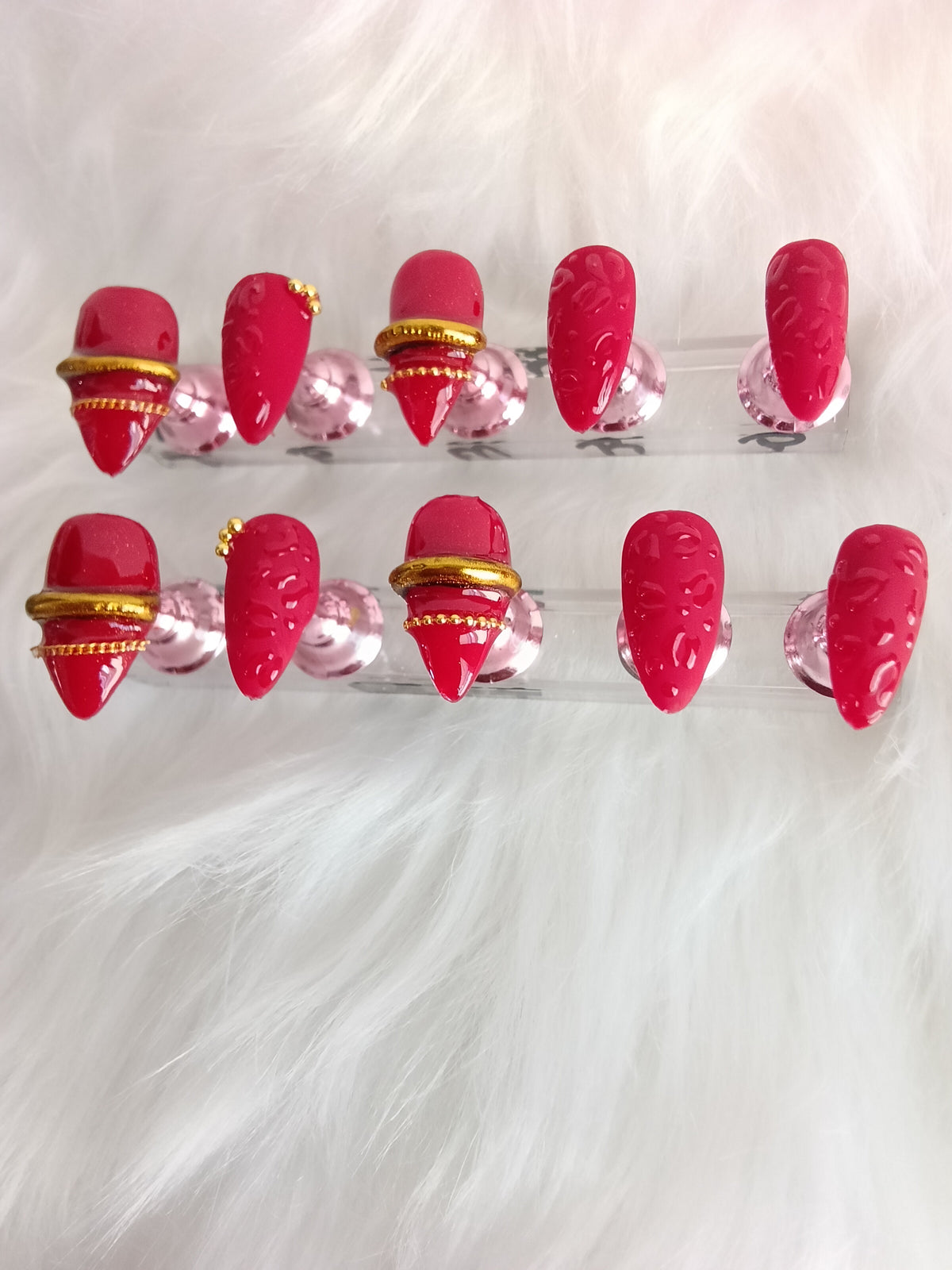 Elegant Red and Gold Bangle Press On set