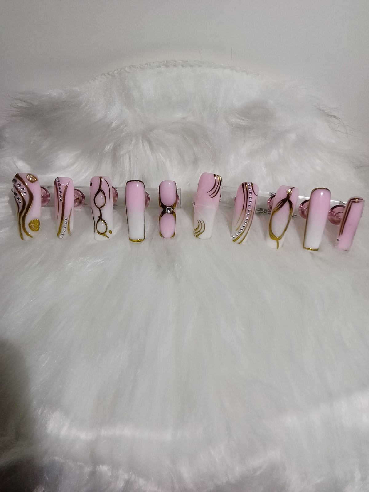 Pink and White Ombre Press On nail set