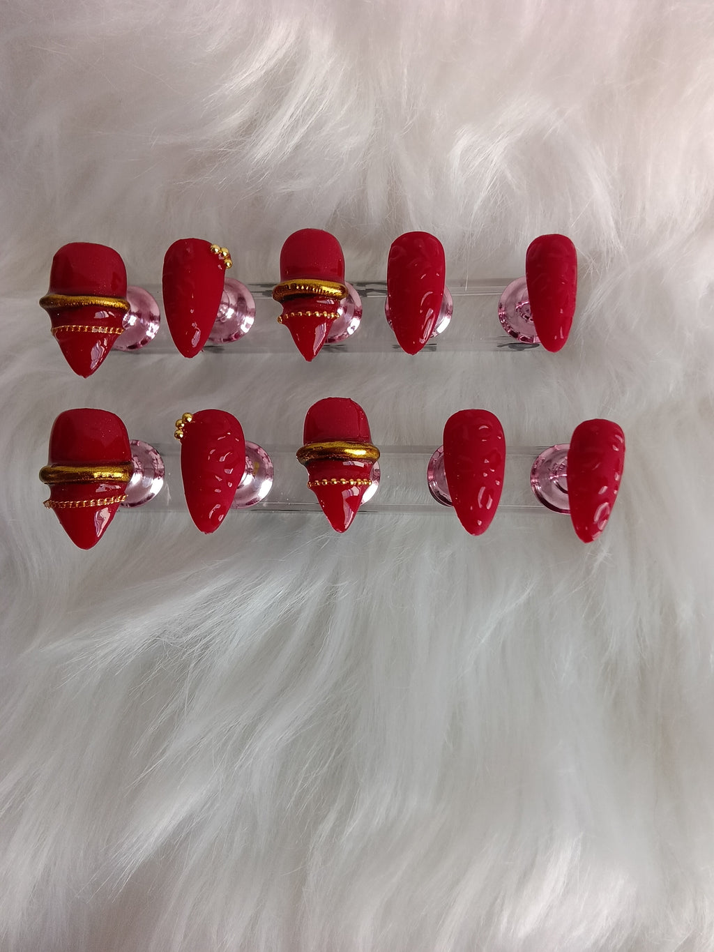 Elegant Red and Gold Bangle Press On set