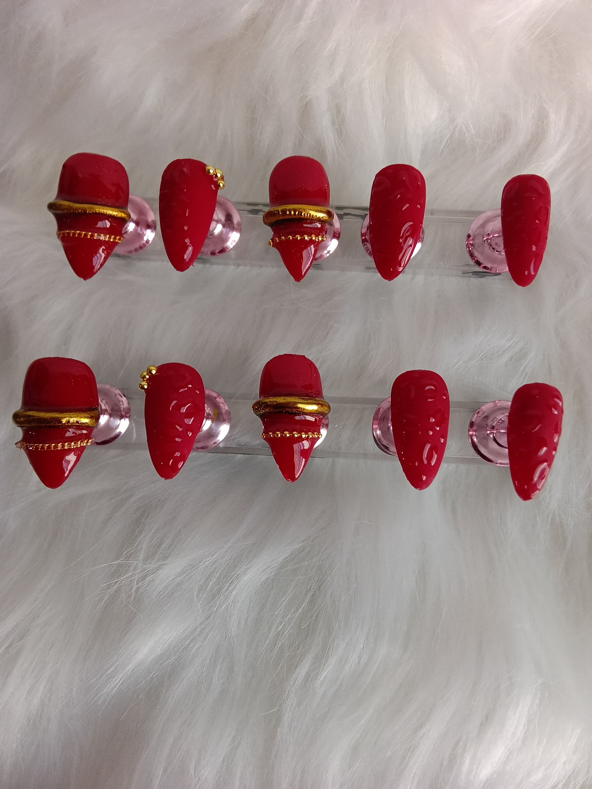 Elegant Red and Gold Bangle Press On set