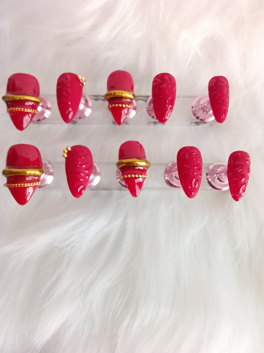 Elegant Red and Gold Bangle Press On set