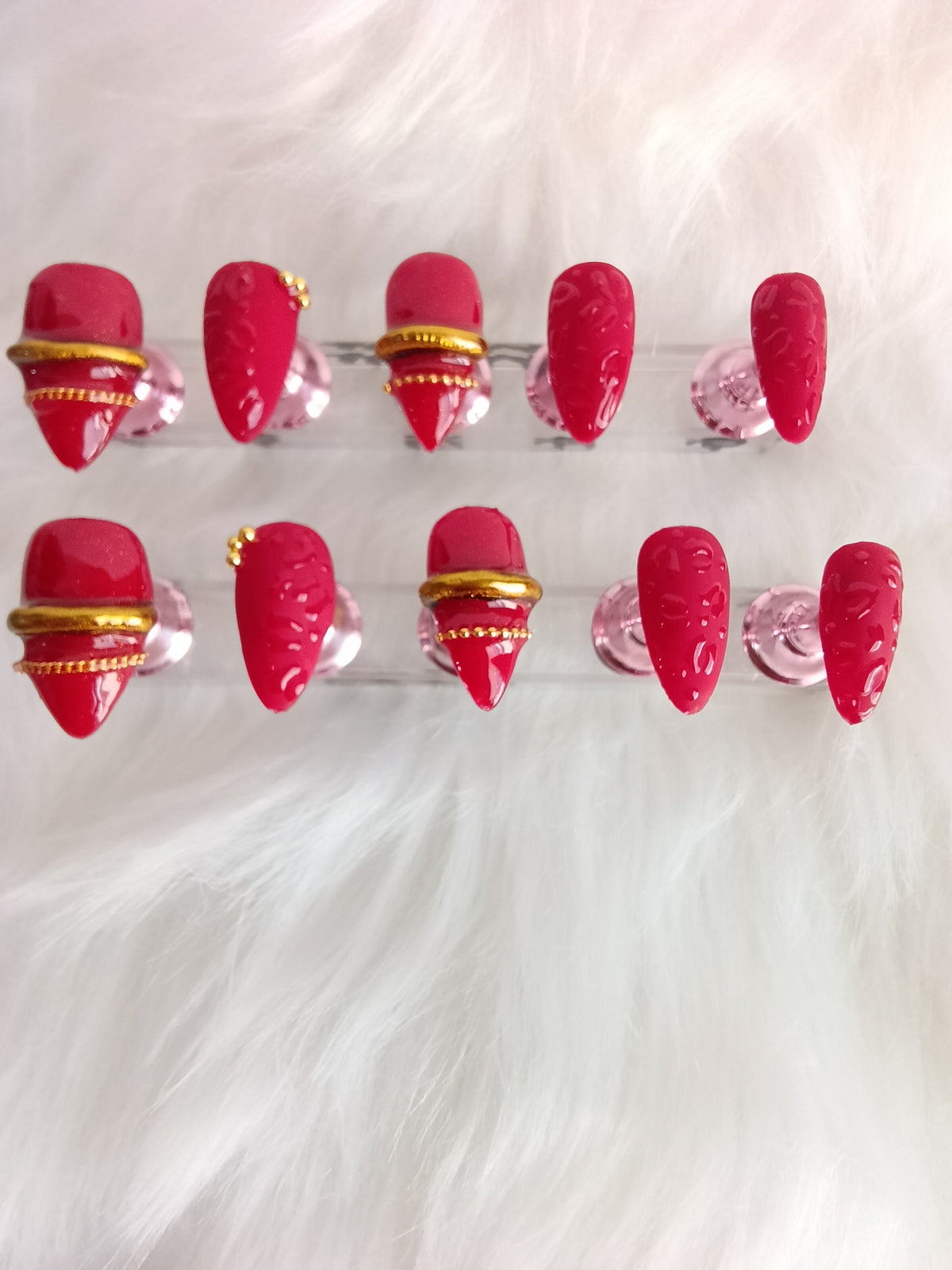 Elegant Red and Gold Bangle Press On set