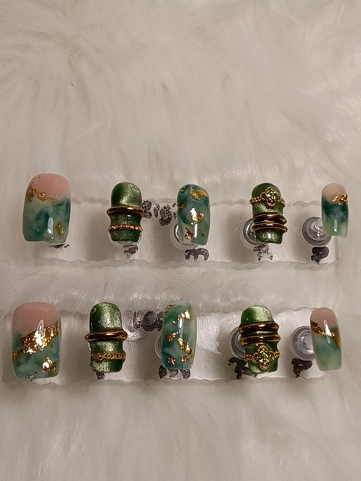 Elegant Jade Bangle Press On nail set